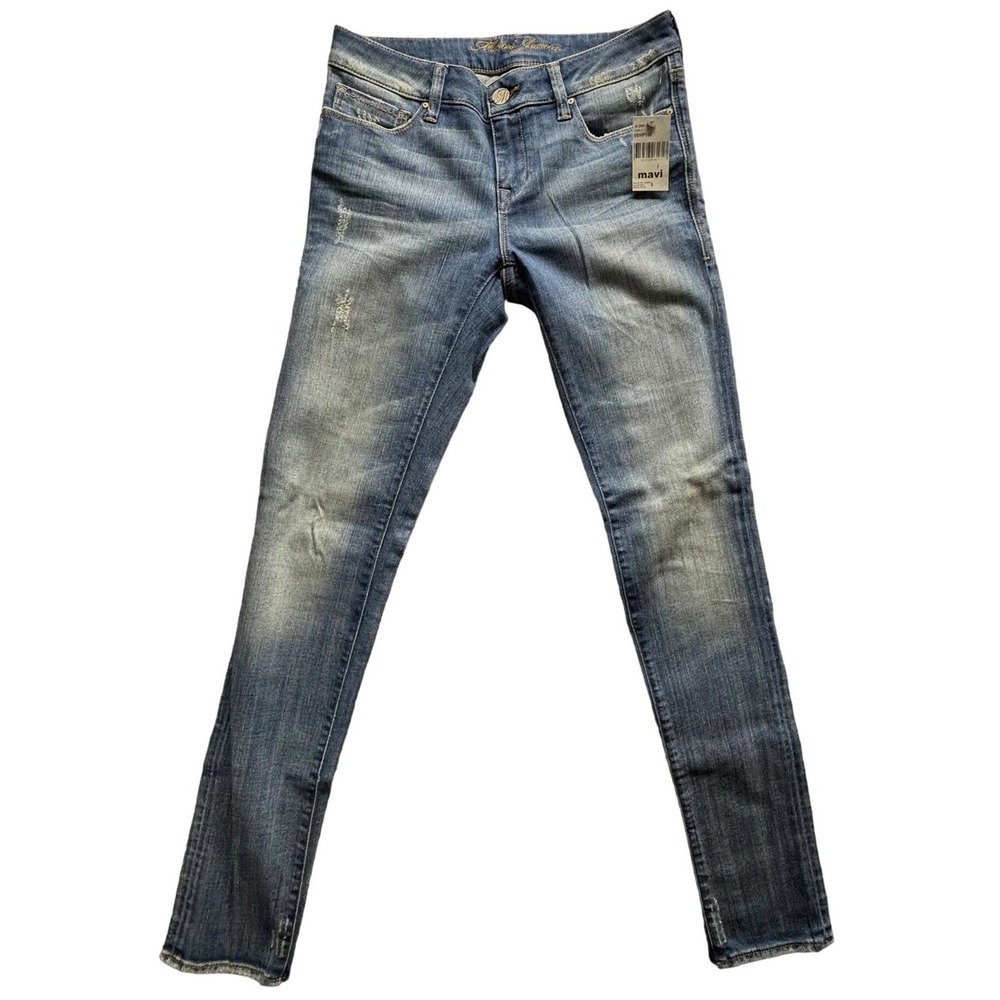 Mavi Adriana Jeans Womens 27/33 Distressed Mid Rise Medium Wash Skinny Denim